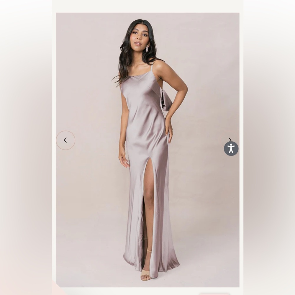 Revelry Taupe Satin Dress - Steph
